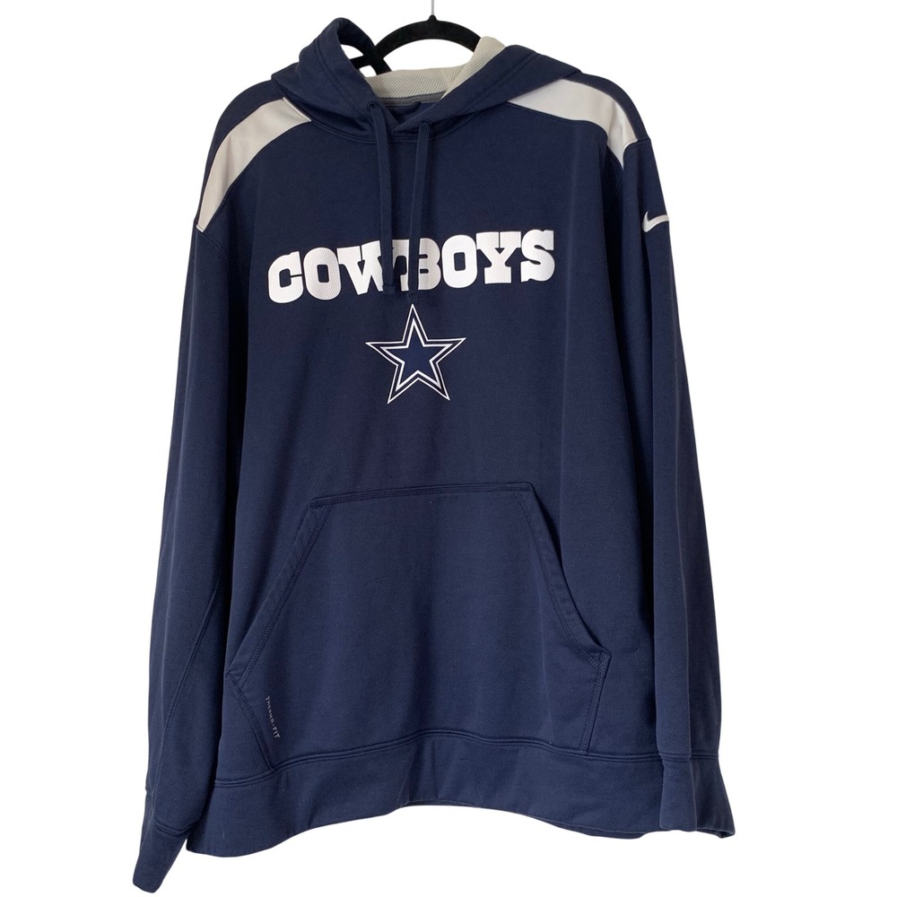 Nike Dallas Cowboys Hoodie Mens 2XL Navy Blue Therma-FIT NFL Pullover Fan Game
